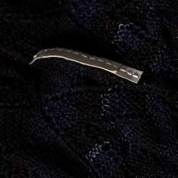 Pre Owned Missoni Navy Blue Striped Textured Knit Sleeveless Top M