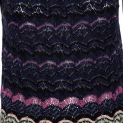 Pre Owned Missoni Navy Blue Striped Textured Knit Sleeveless Top M
