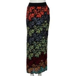 Pre Owned Missoni Multicolor Patterned Lurex Knit Side Slit Detailed Skirt M