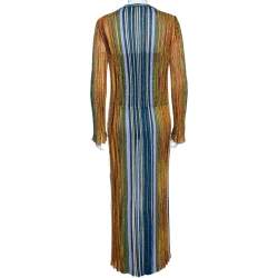 Pre Owned Missoni Multicolored Striped Lurex Knit Open Front Cardigan L