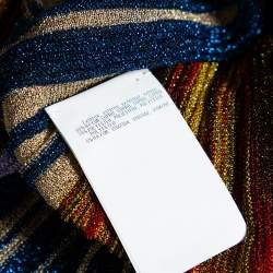 Pre Owned Missoni Multicolored Striped Lurex Knit Open Front Cardigan L