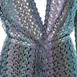 Pre Owned Missoni Multicolor Perforated Lurex Knit Tie Detail Shrug M