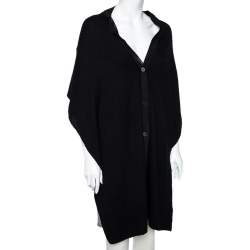 Pre Owned Missoni Black Patterned Knit Overlay Detail Oversized Long Cardigan M