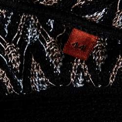 Pre Owned Missoni Black Patterned Knit Overlay Detail Oversized Long Cardigan M