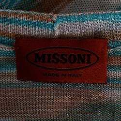 Pre Owned Missoni Multicolor Striped Knit Button Front Cardigan M