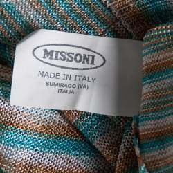 Pre Owned Missoni Multicolor Striped Knit Button Front Cardigan M