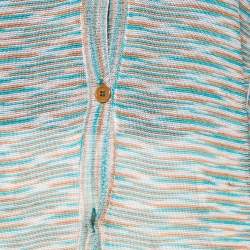 Pre Owned Missoni Multicolor Striped Knit Button Front Cardigan M