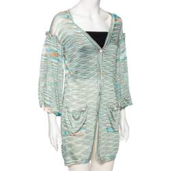 Pre Owned Missoni Multicolor Striped Knit Button Front Cardigan M