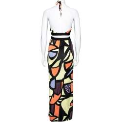Pre Owned M Missoni Multicolored Printed Jersey Halter Neck Maxi Dress XS