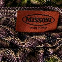 Pre Owned Missoni Multicolor Patterned Perforated Knit Long Sleeve Dress S