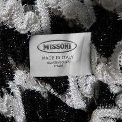Pre Owned Missoni Monochrome Lurex Wave Knit Button Front Cardigan S