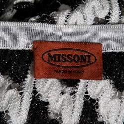 Pre Owned Missoni Monochrome Lurex Wave Knit Button Front Cardigan S
