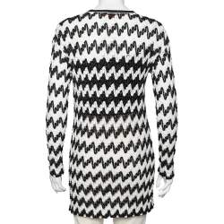 Pre Owned Missoni Monochrome Lurex Wave Knit Button Front Cardigan S