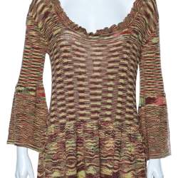 Missoni Multicolor Patterned Wool Knit Midi Dress L
