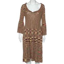 Missoni Multicolor Patterned Wool Knit Midi Dress L
