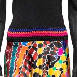 Pre Owned Missoni Multicolored Printed Satin & Knit Maxi Dress M