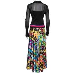 Pre Owned Missoni Multicolored Printed Satin & Knit Maxi Dress M