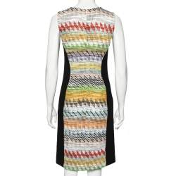 Pre Owned Missoni Multicolored Chevron Paneled Knit Sleeveless Bodycon Dress M