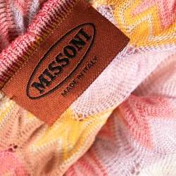 Pre Owned Missoni Multicolor Textured Cotton Long Sleeve Midi Dress M