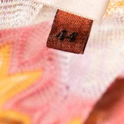 Pre Owned Missoni Multicolor Textured Cotton Long Sleeve Midi Dress M