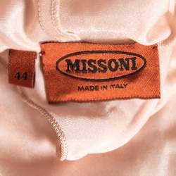 Pre Owned Missoni Multicolor Textured Cotton Long Sleeve Midi Dress M