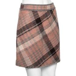 Pre Owned Missoni Pink Patterned Braided Knit Mini Skirt M