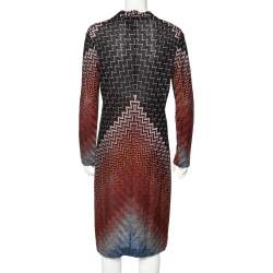 Pre Owned Missoni Multicolor Patterned Perforated Knit Midi Dress L