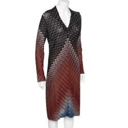 Pre Owned Missoni Multicolor Patterned Perforated Knit Midi Dress L