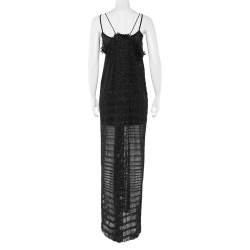 Pre Owned Missoni Black Lurex Crochet Knit Maxi Dress M