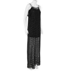 Pre Owned Missoni Black Lurex Crochet Knit Maxi Dress M