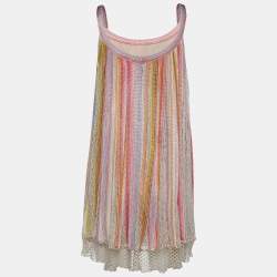 Pre Owned Missoni Multicolor Stripe Knit Flared Mini Dress S