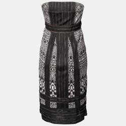 Pre Owned Missoni Grey Patterned Knit Strapless Dress M