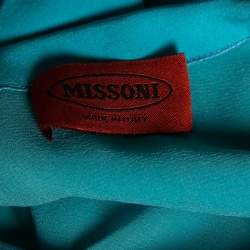 Pre Owned Missoni Blue Stretch Silk Embellished Detail Layered Asymmetric Dress M