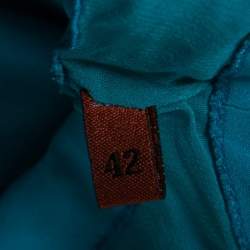 Pre Owned Missoni Blue Stretch Silk Embellished Detail Layered Asymmetric Dress M