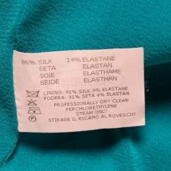 Pre Owned Missoni Blue Stretch Silk Embellished Detail Layered Asymmetric Dress M