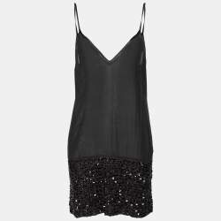 Pre Owned Missoni Black Lurex Knit & Crystal Embellished Tiered Mini Dress M