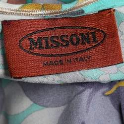 Pre Owned Missoni Multicolor Floral Printed Silk and Knit Paneled Off Shoulder Top S