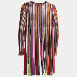 Pre Owned M Missoni Multicolor Lurex Stripe Knit Open Front Cardigan M