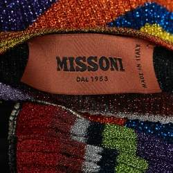 Pre Owned Missoni Multicolor Metallic Lurex Knit Ruffle Tiered Maxi Dress M
