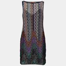 Pre Owned Missoni Multicolor Metallic Lurex Knit Sleeveless Dress M