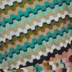 Pre Owned Missoni Multicolored Patterned Stretch Knit One Shoulder Belted Tunic S