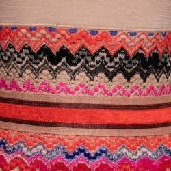 Pre Owned Missoni Beige Patterned Inset Knit Long Sleeve Dress S