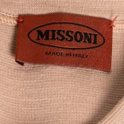 Pre Owned Missoni Beige Patterned Inset Knit Long Sleeve Dress S