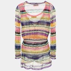 Pre Owned Missoni Multicolor Pointelle Knit Tank Top and Cardigan Set M