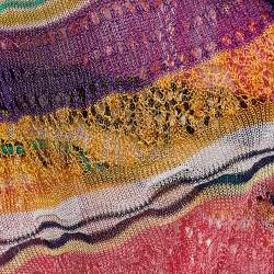 Pre Owned Missoni Multicolor Pointelle Knit Tank Top and Cardigan Set M