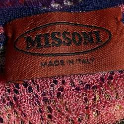 Pre Owned Missoni Multicolor Pointelle Knit Tank Top and Cardigan Set M