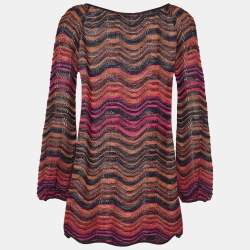 Pre Owned M Missoni Multicolor Wave Patterned Jacquard Tunic Top S