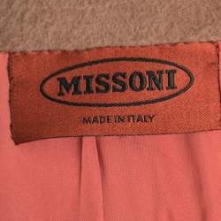 Pre Owned Missoni Beige Striped Alpaca Wool Crochet Trimmed Coat S