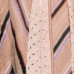 Pre Owned Missoni Beige Striped Alpaca Wool Crochet Trimmed Coat S