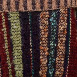 Pre Owned Missoni Multicolor Striped Wool & Mohair Knit Cowl Neck Sweater L